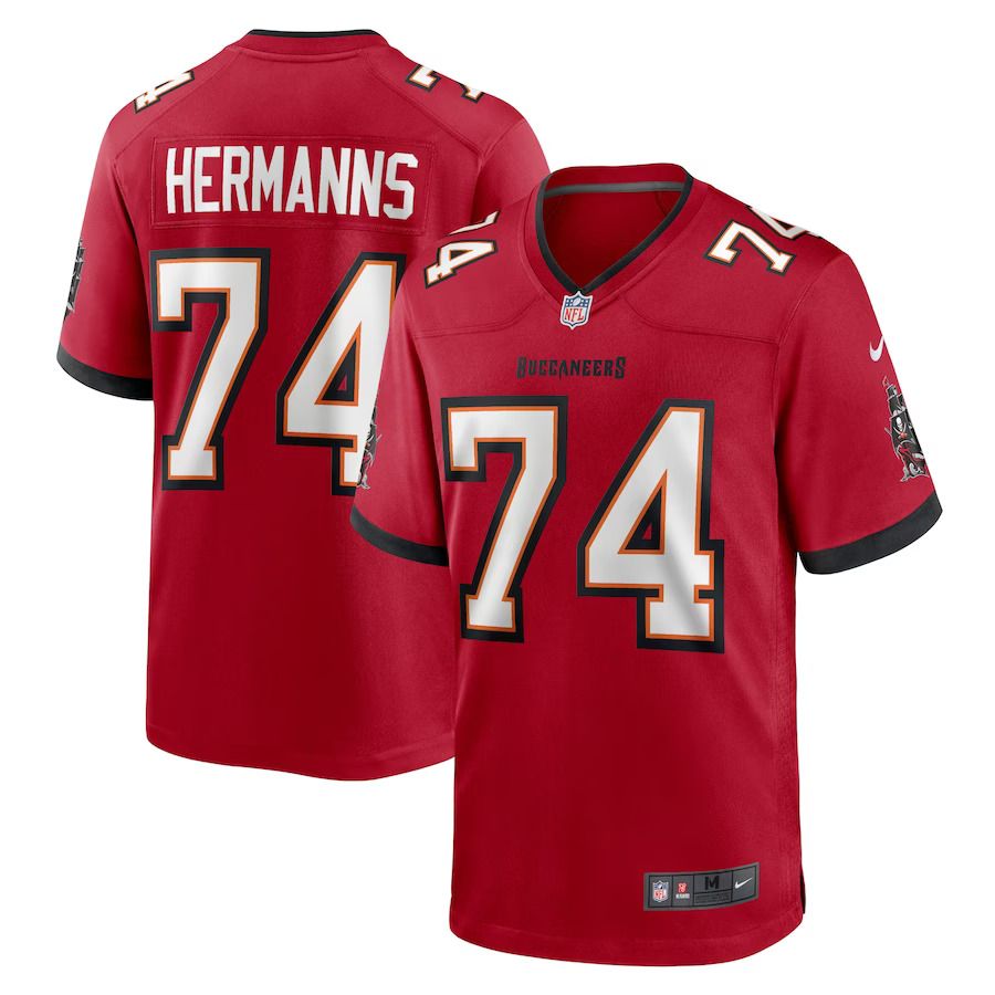 Men Tampa Bay Buccaneers #74 Grant Hermanns Nike Red Home Game Player NFL Jersey